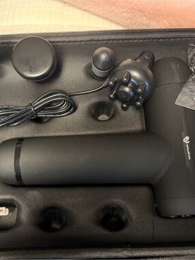 Aura Black Percussion Massage Gun with Multiple Attachments